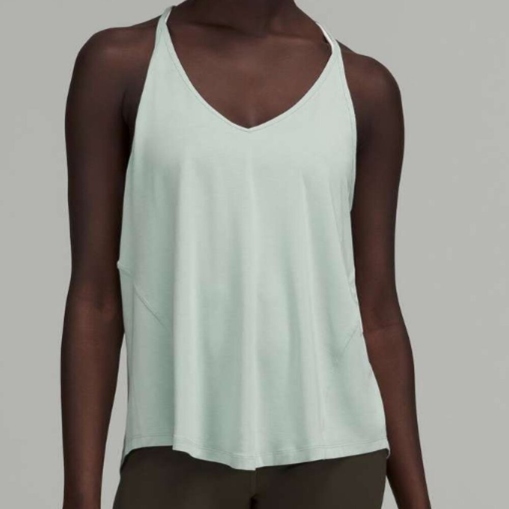 NWT Lululemon Modal-Silk Yoga Tank Top Silver BlueSIZE 8 NEW GORGEOUS SOLD OUT